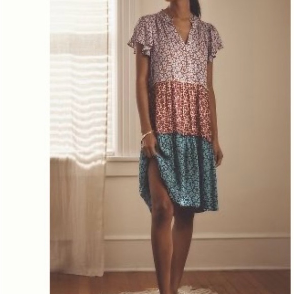 Anthropologie Penrose Multi-Color Tiered Dress. Medium/ large
